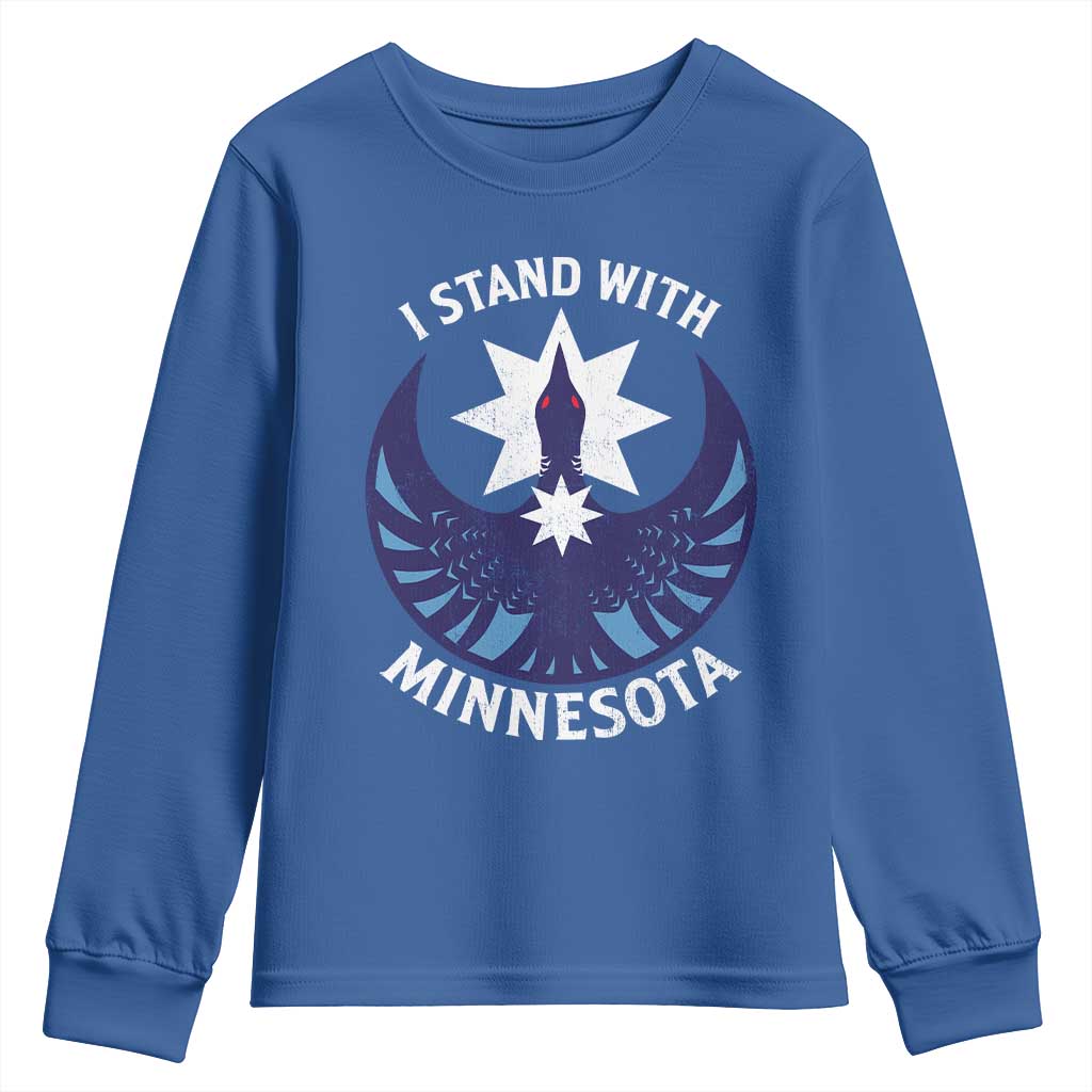 I Stand With Minnesota Youth Sweatshirt Rebel Common Loon Minnesota Protest