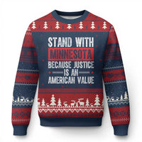 Stand With Minnesota Because Justice Is An American Value Ugly Christmas Sweater Political Statement