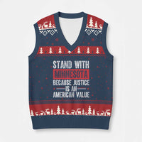 Stand With Minnesota Because Justice Is An American Value V-Neck Knit Sweater Vest Political Statement