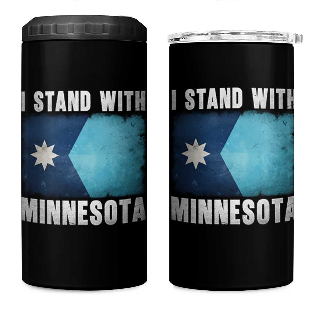I Stand With Minnesota 4 in 1 Can Cooler Tumbler MN State Support Political Protest