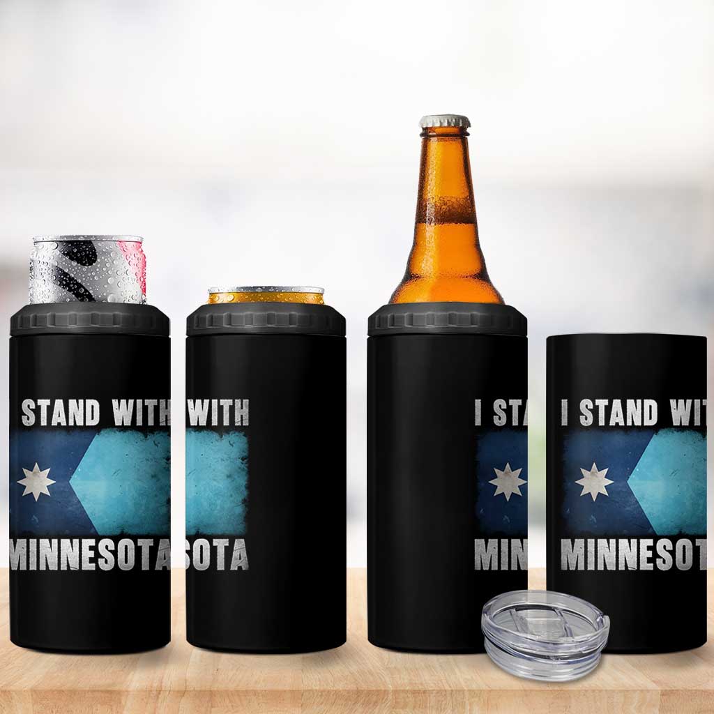 I Stand With Minnesota 4 in 1 Can Cooler Tumbler MN State Support Political Protest