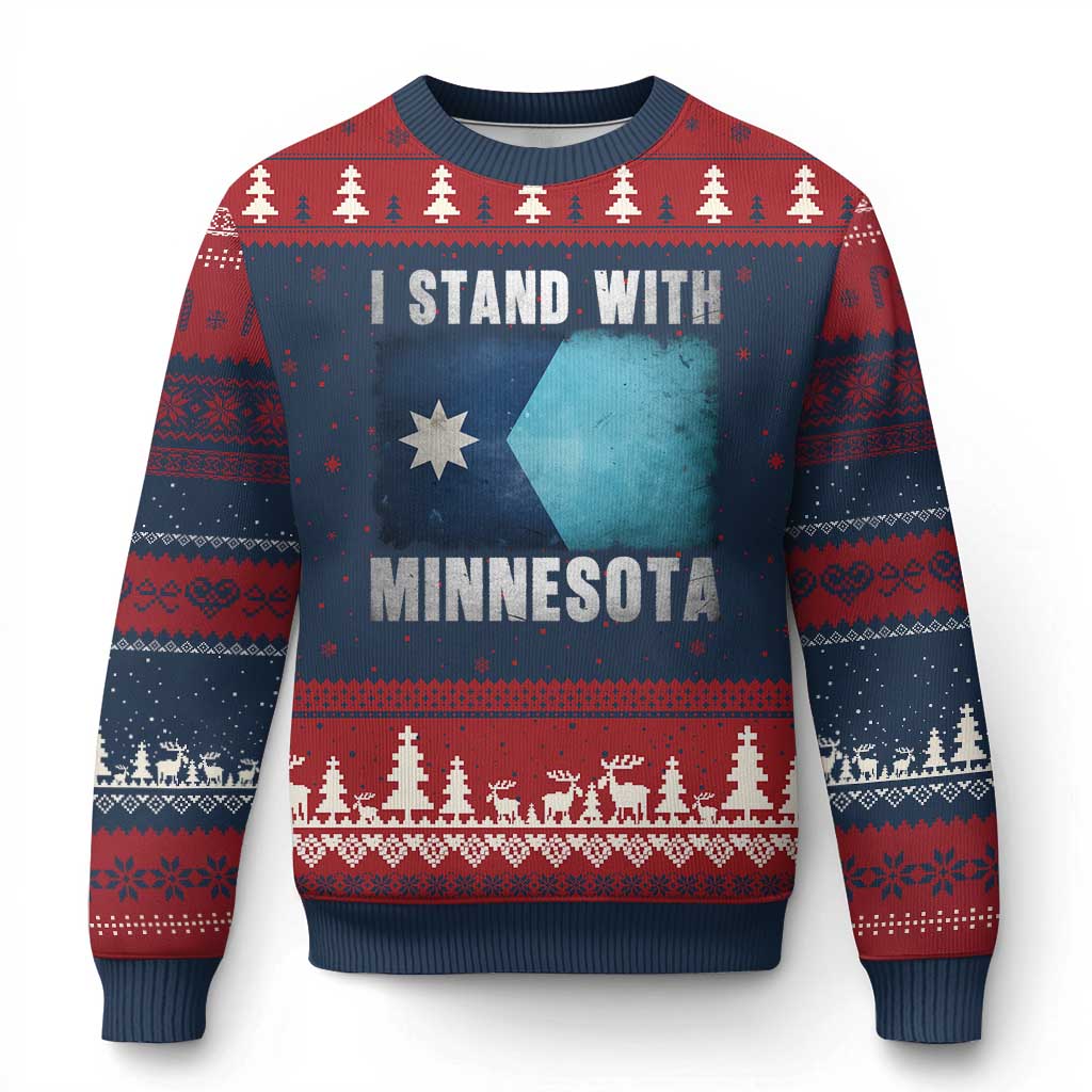 I Stand With Minnesota Ugly Christmas Sweater MN State Support Political Protest