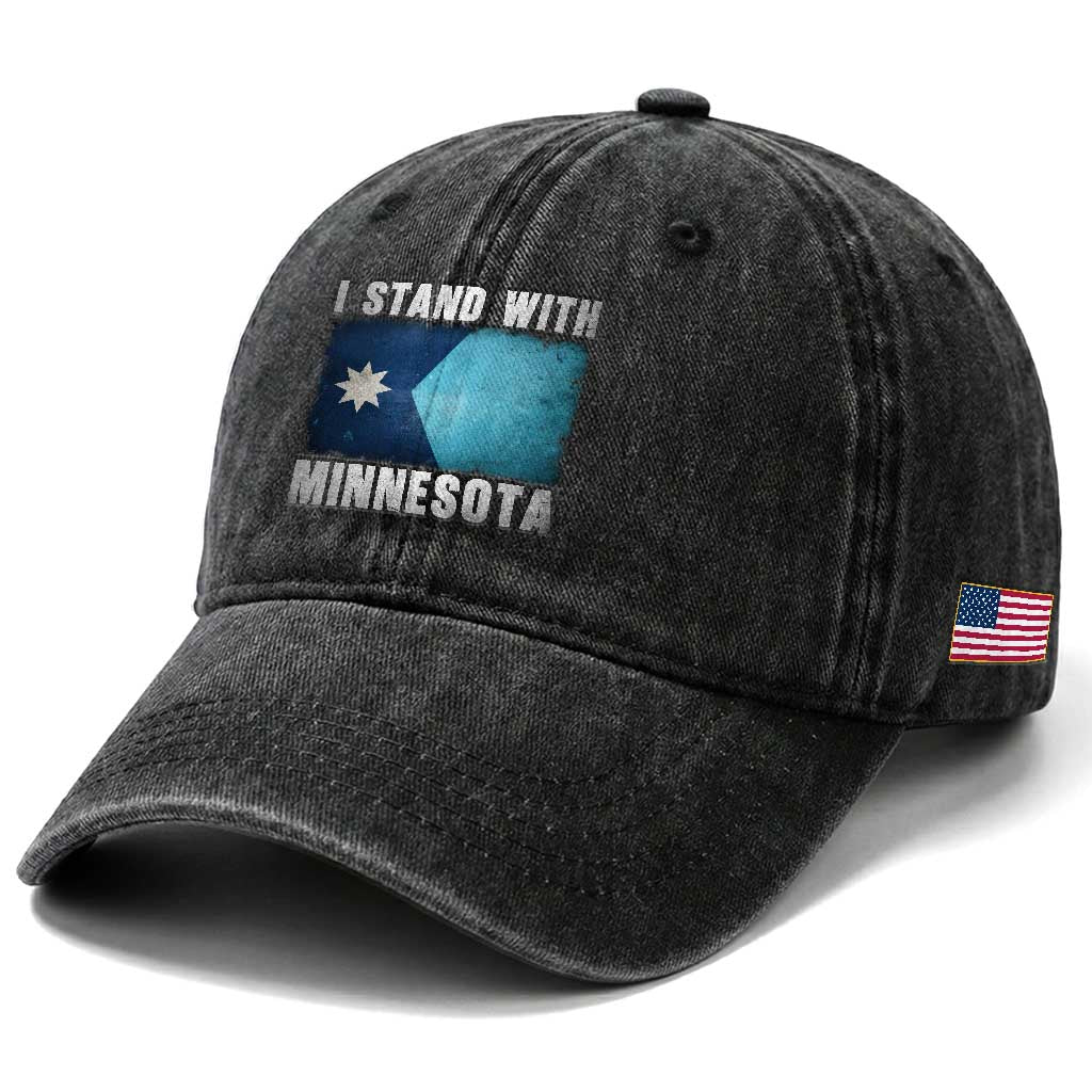 I Stand With Minnesota Washed Cotton Baseball Cap MN State Support Political Protest