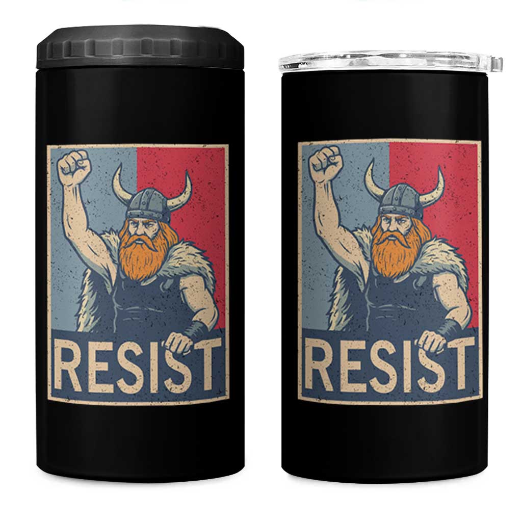 Funny Minneapolis Viking Resist Abolish Ice Protest 4 in 1 Can Cooler Tumbler