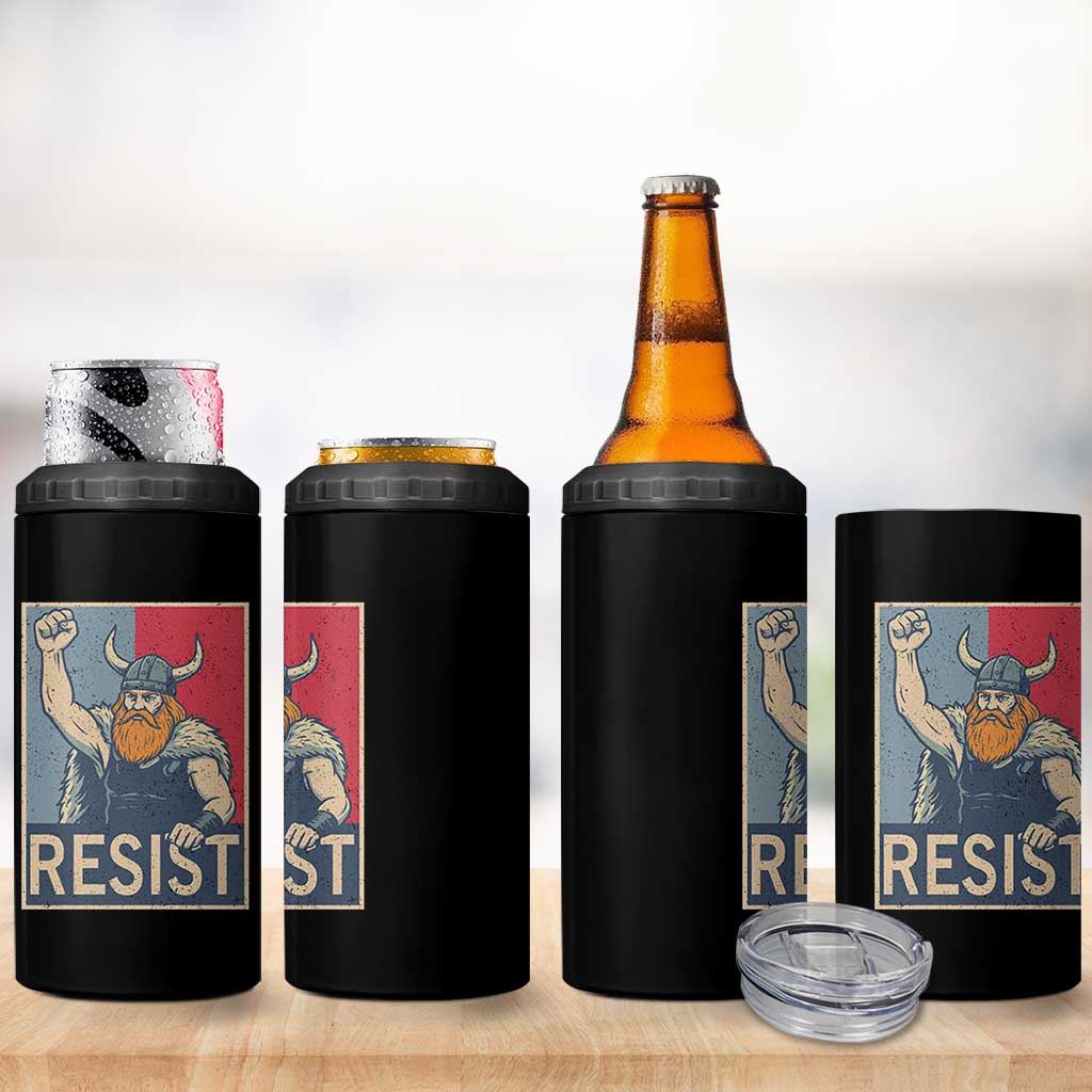Funny Minneapolis Viking Resist Abolish Ice Protest 4 in 1 Can Cooler Tumbler