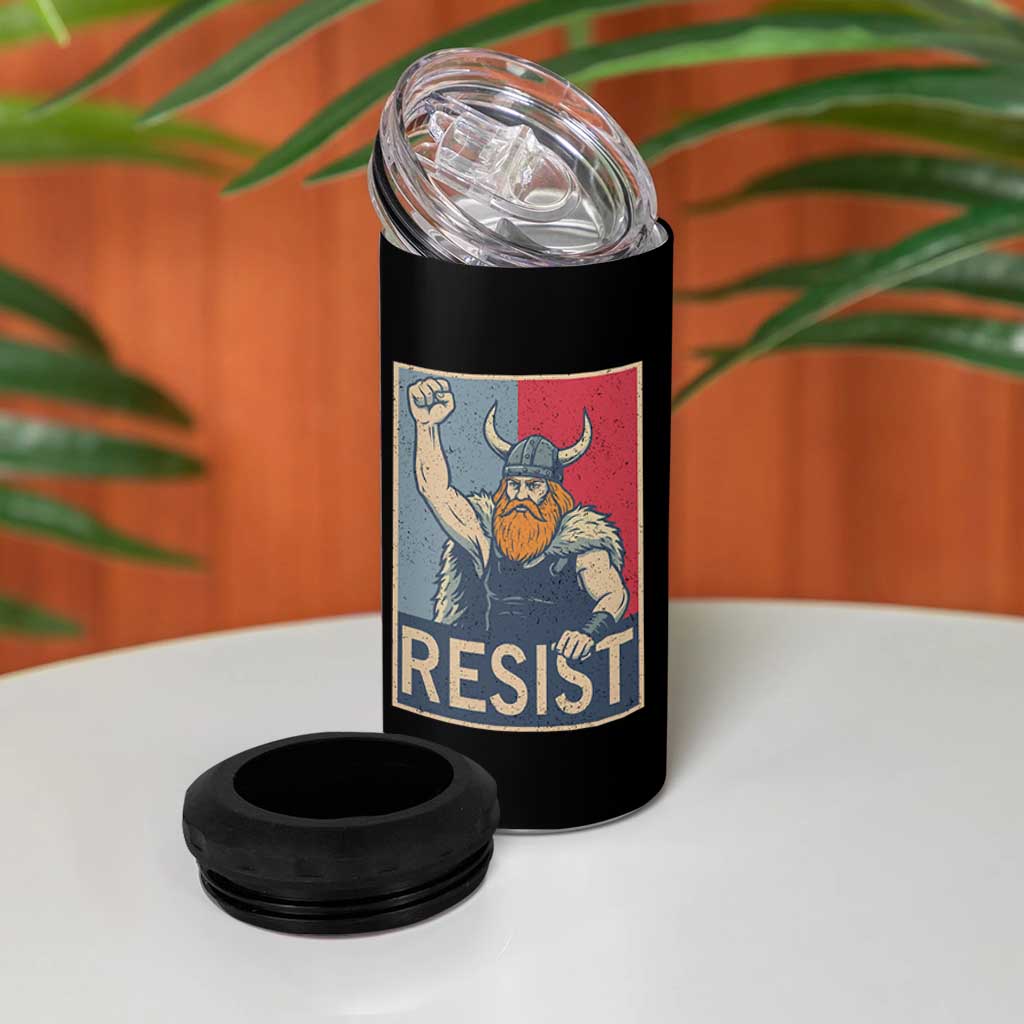 Funny Minneapolis Viking Resist Abolish Ice Protest 4 in 1 Can Cooler Tumbler