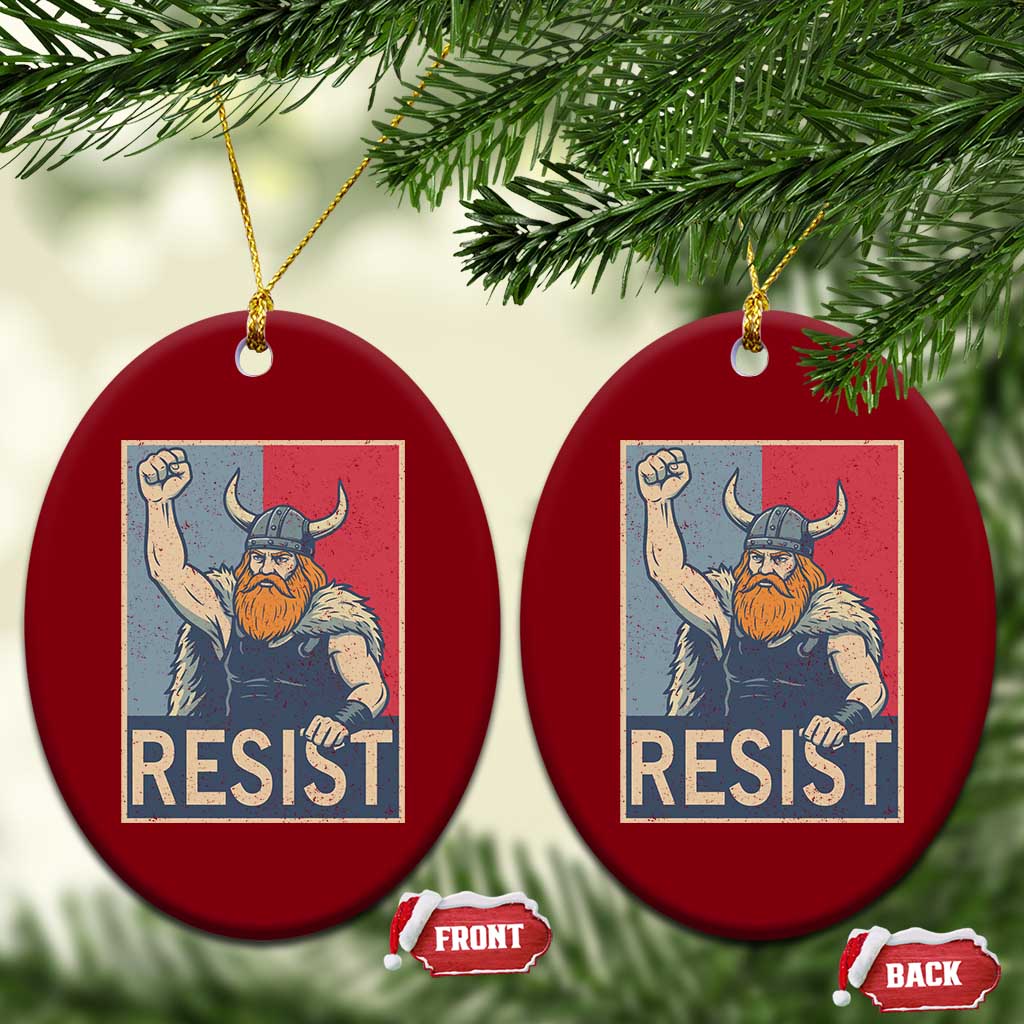 Funny Minneapolis Viking Resist Abolish Ice Protest Ceramic Ornament