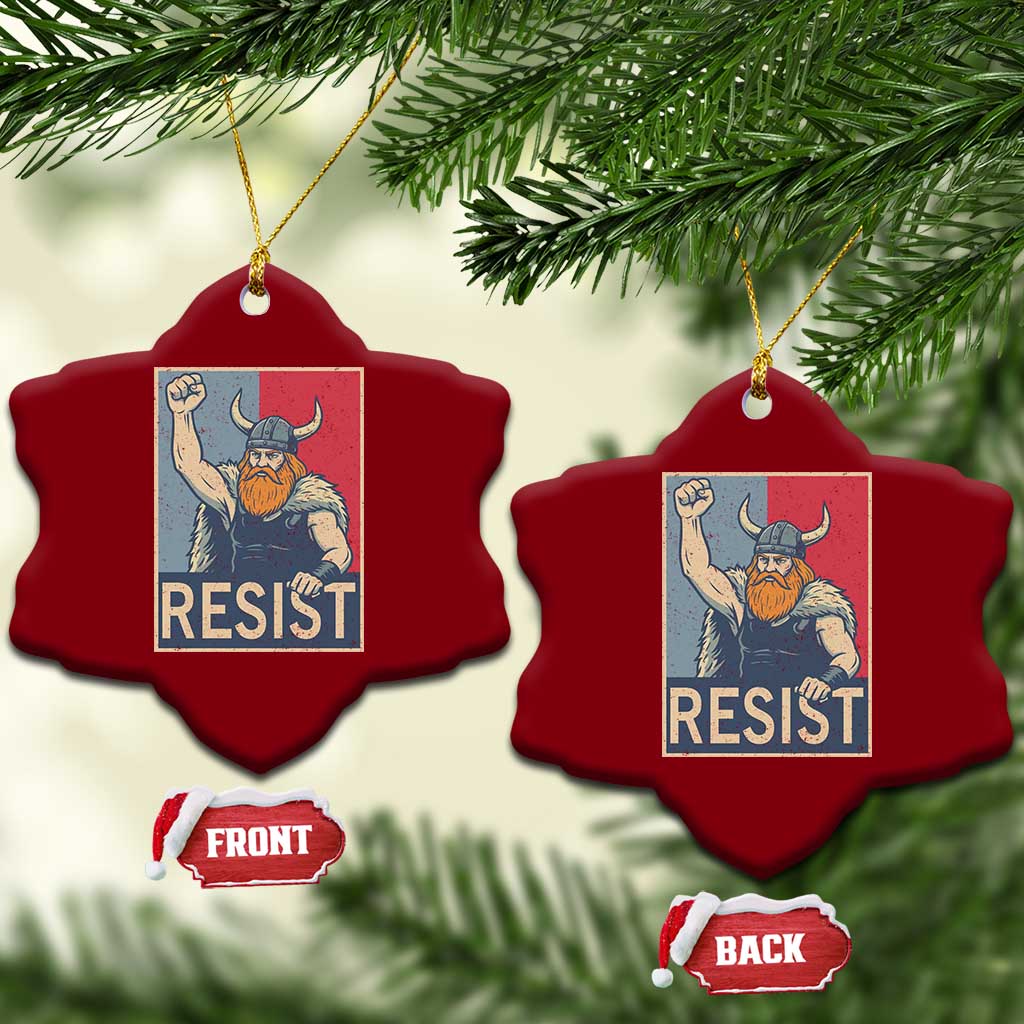 Funny Minneapolis Viking Resist Abolish Ice Protest Ceramic Ornament