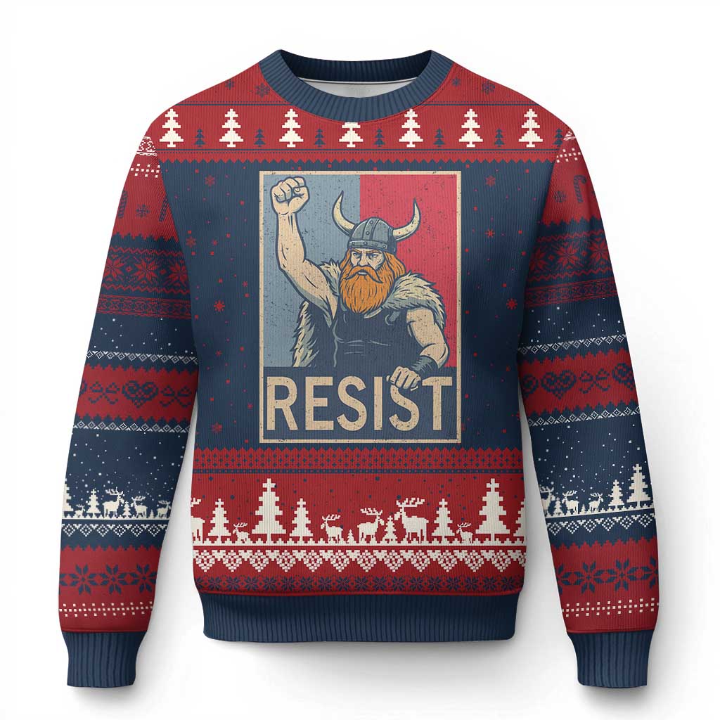 Funny Minneapolis Viking Resist Abolish Ice Protest Ugly Christmas Sweater