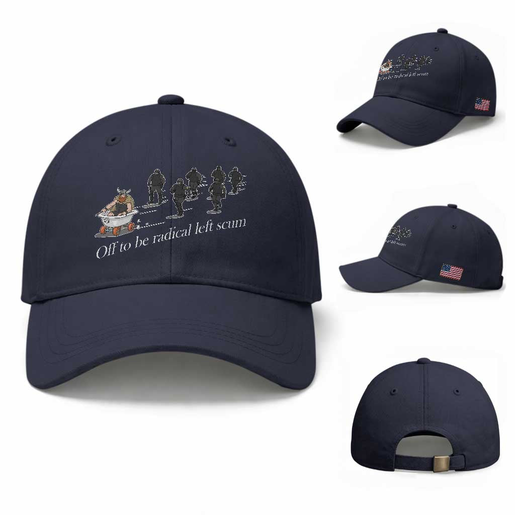 Off To Be Radical Left Scum Baseball Cap Funny Minneapolis Escape Viking Abolish Ice
