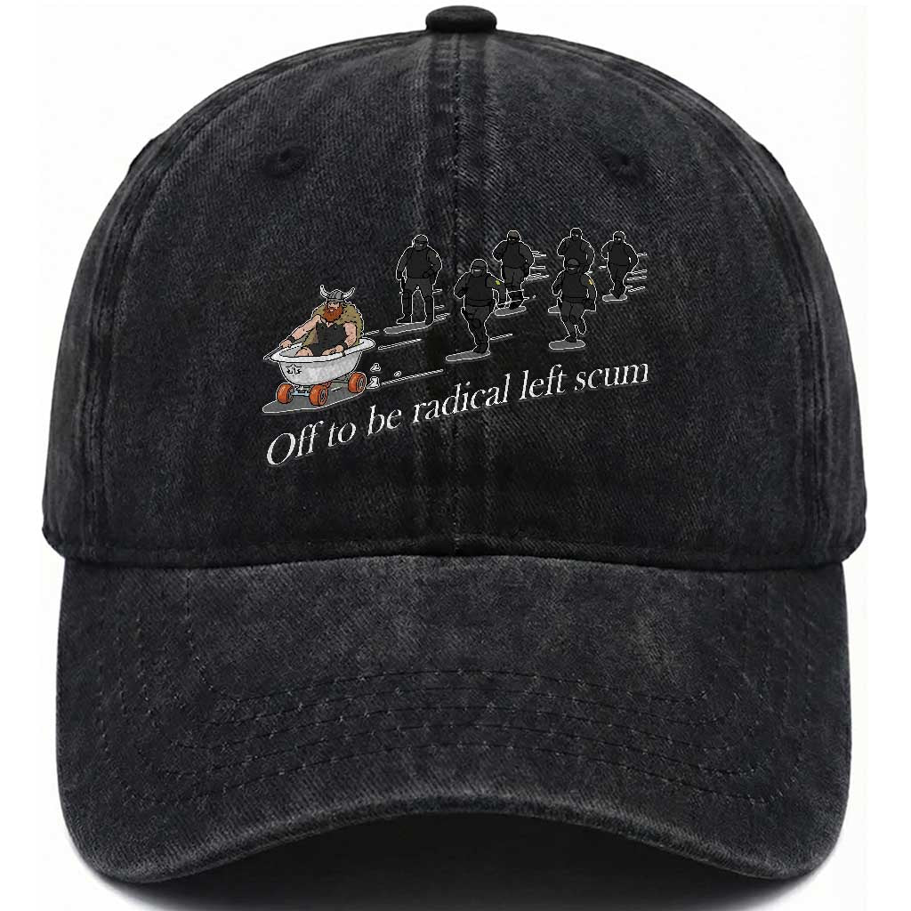 Off To Be Radical Left Scum Washed Cotton Baseball Cap Funny Minneapolis Escape Viking Abolish Ice