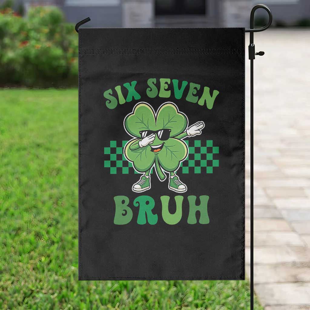 Funny 67 St Patricks Day Garden Flag Six Seven Bruh Dabbing Shamrock