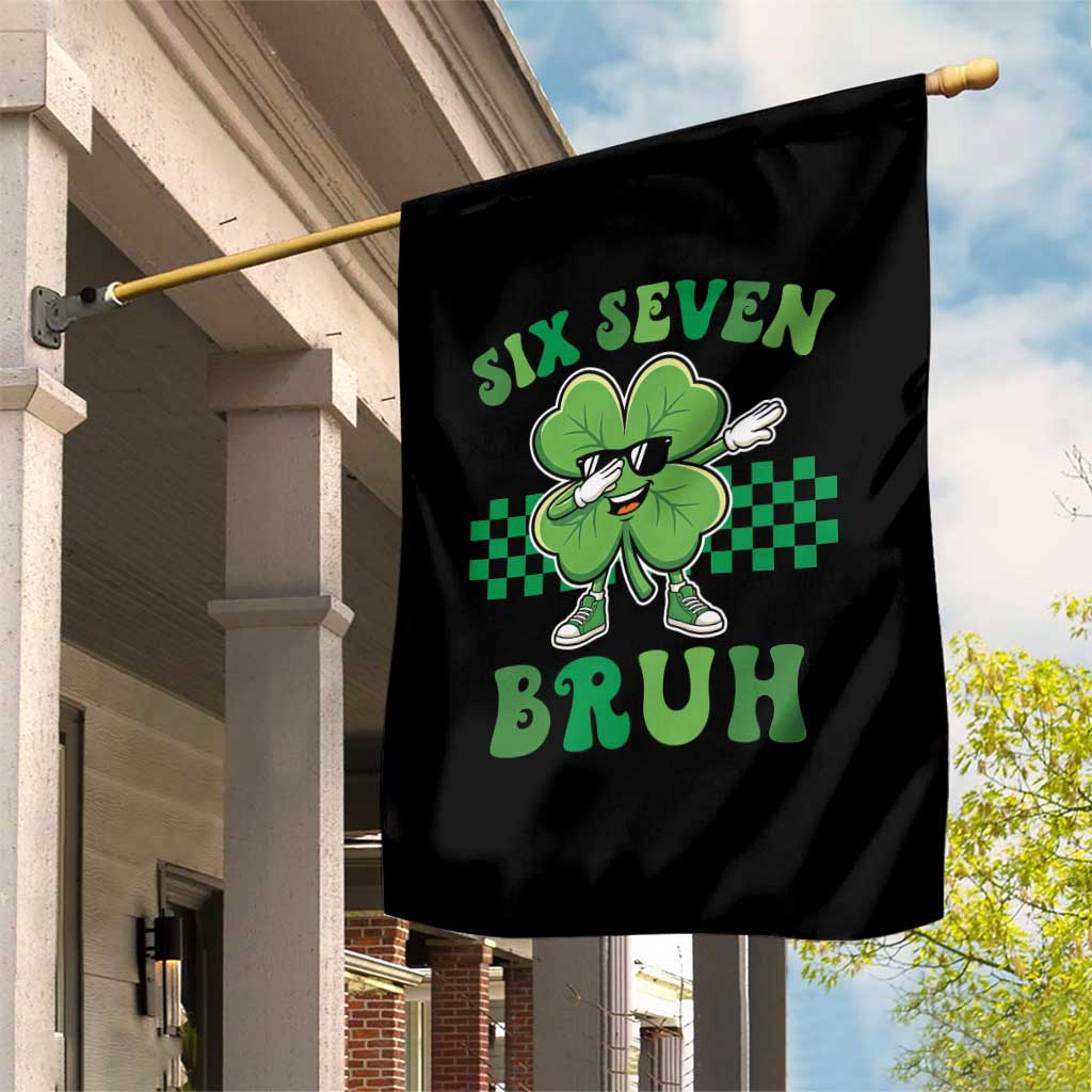 Funny 67 St Patricks Day Garden Flag Six Seven Bruh Dabbing Shamrock