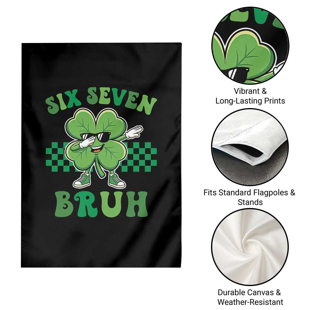 Funny 67 St Patricks Day Garden Flag Six Seven Bruh Dabbing Shamrock