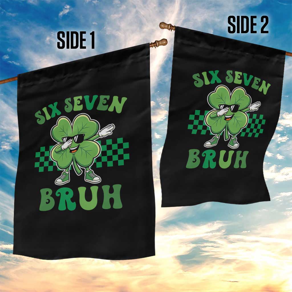 Funny 67 St Patricks Day Garden Flag Six Seven Bruh Dabbing Shamrock