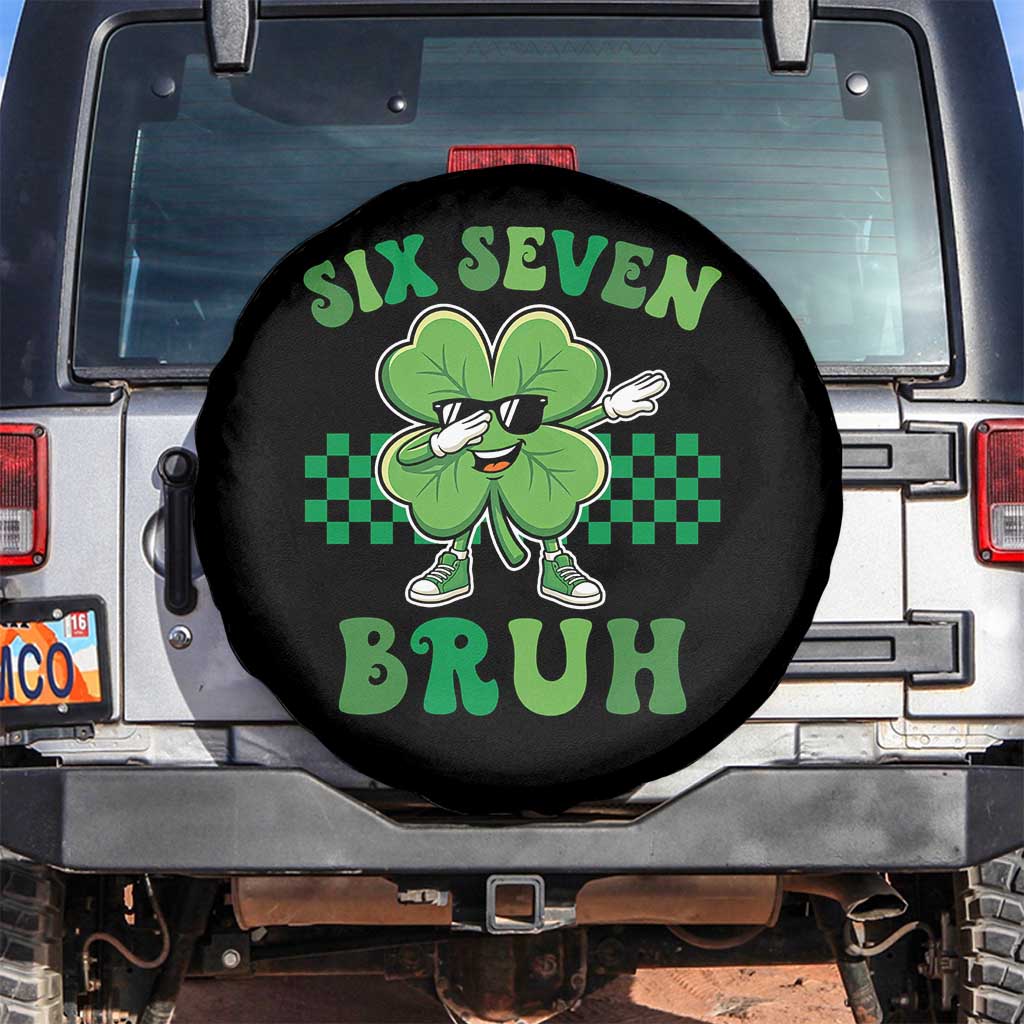 Funny 67 St Patricks Day Spare Tire Cover Six Seven Bruh Dabbing Shamrock