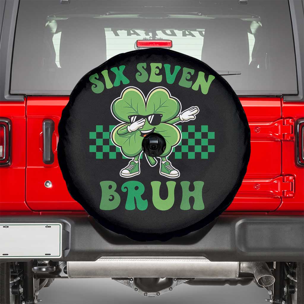 Funny 67 St Patricks Day Spare Tire Cover Six Seven Bruh Dabbing Shamrock