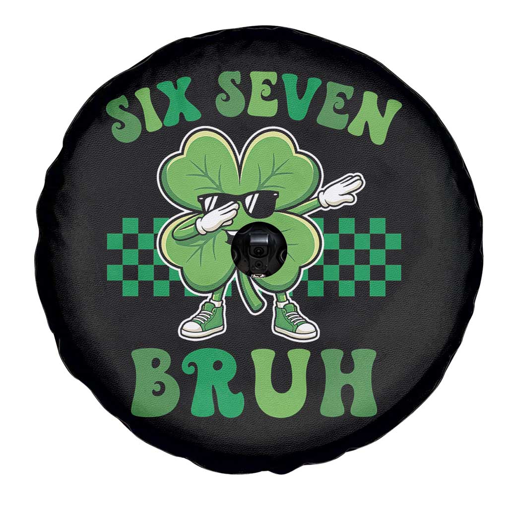 Funny 67 St Patricks Day Spare Tire Cover Six Seven Bruh Dabbing Shamrock