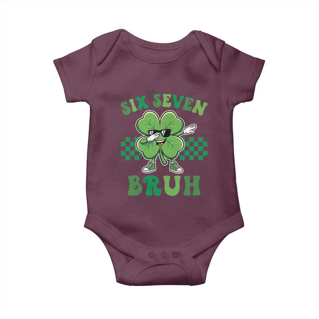Funny 67 St Patricks Day Baby Onesie Six Seven Bruh Dabbing Shamrock
