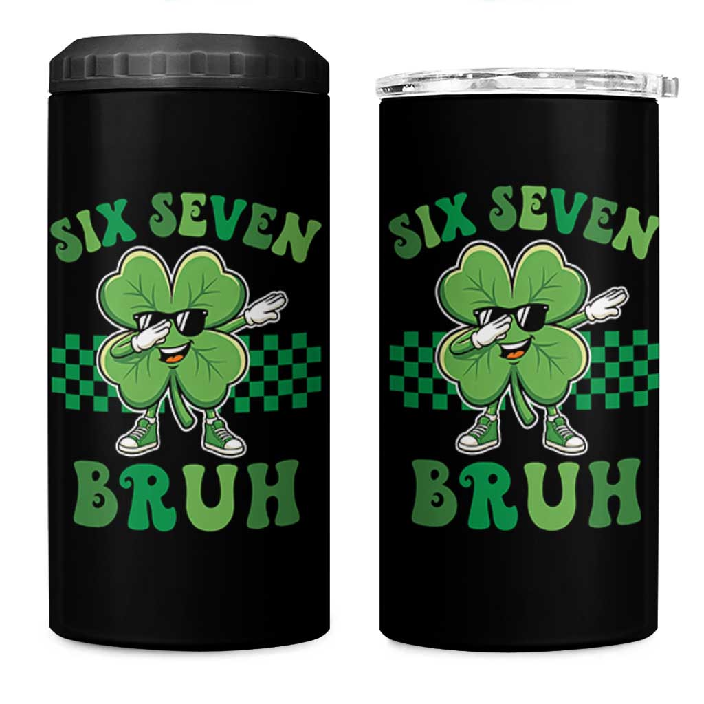 Funny 67 St Patricks Day 4 in 1 Can Cooler Tumbler Six Seven Bruh Dabbing Shamrock