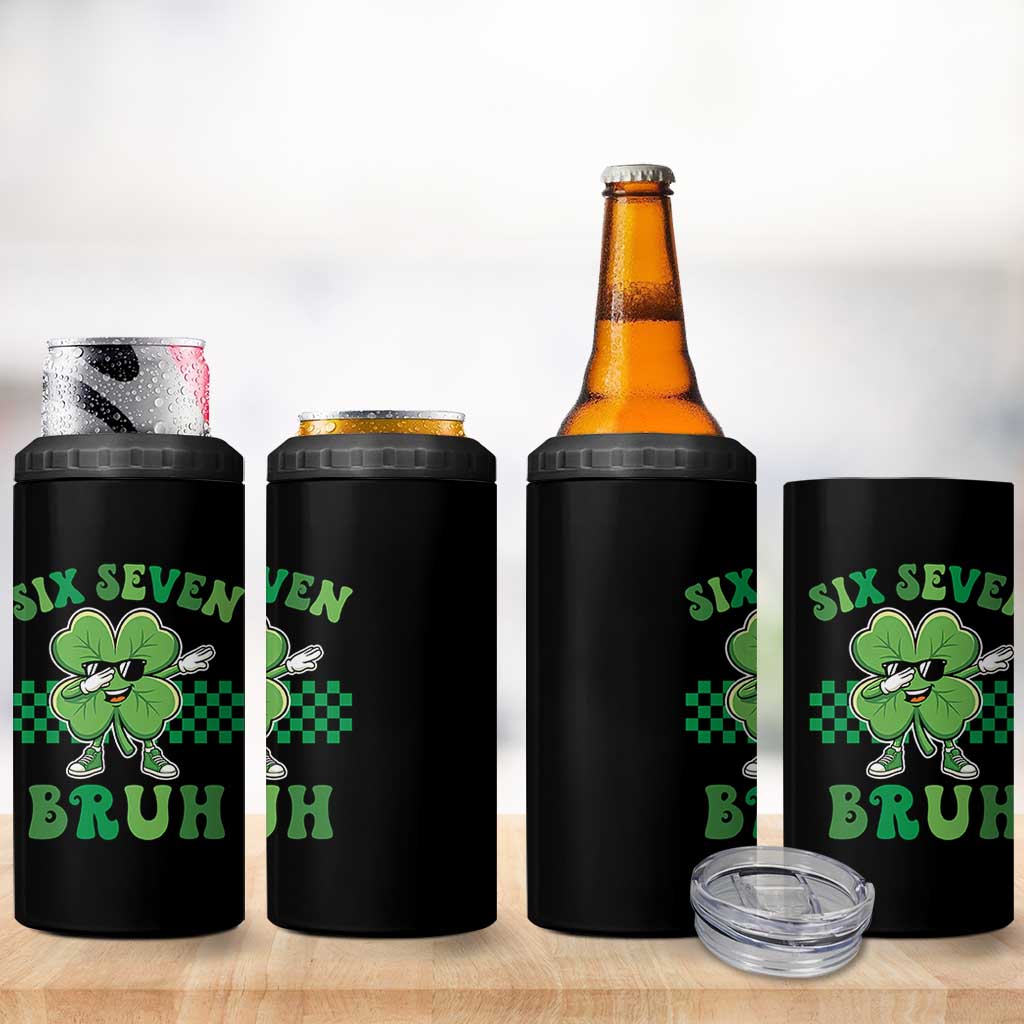 Funny 67 St Patricks Day 4 in 1 Can Cooler Tumbler Six Seven Bruh Dabbing Shamrock