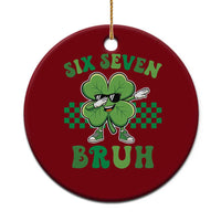 Funny 67 St Patricks Day Ceramic Ornament Six Seven Bruh Dabbing Shamrock