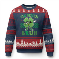 Funny 67 St Patricks Day Ugly Christmas Sweater Six Seven Bruh Dabbing Shamrock