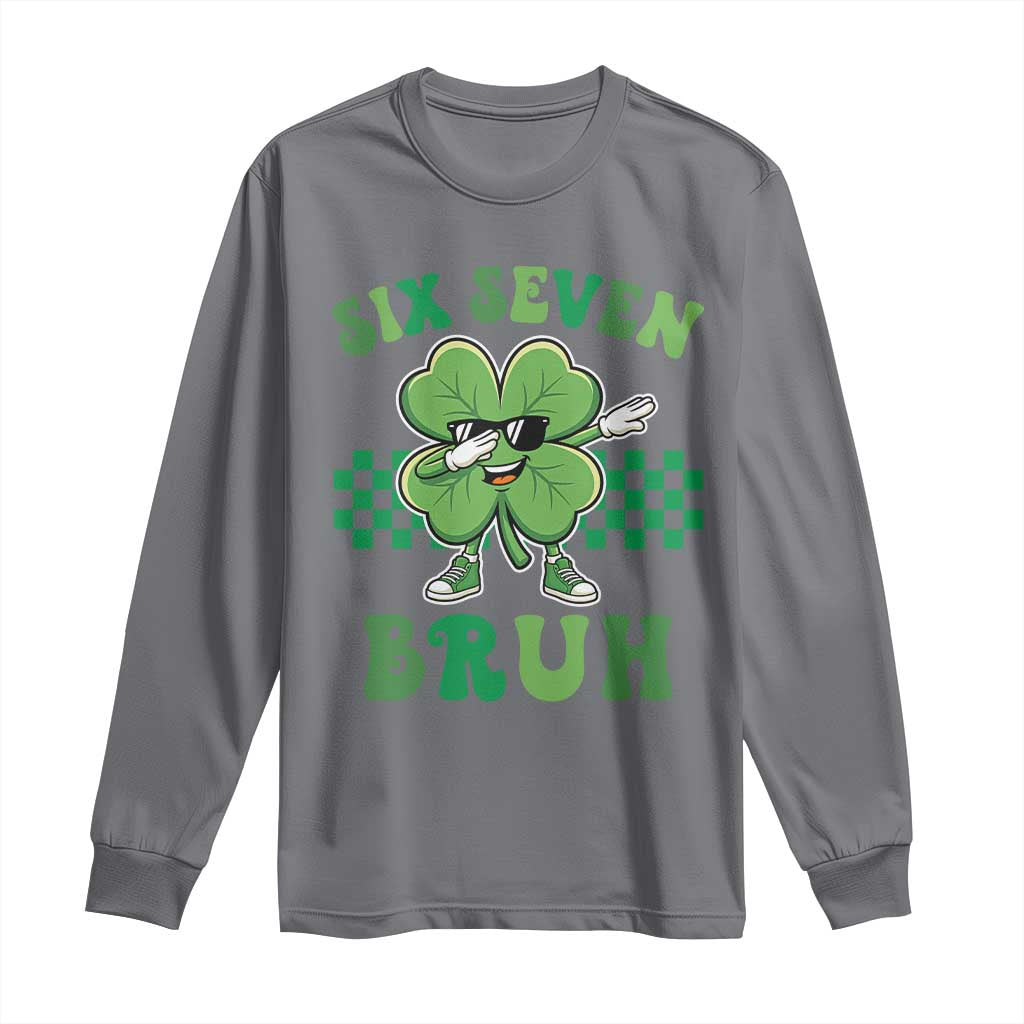 Funny 67 St Patricks Day Long Sleeve Shirt Six Seven Bruh Dabbing Shamrock