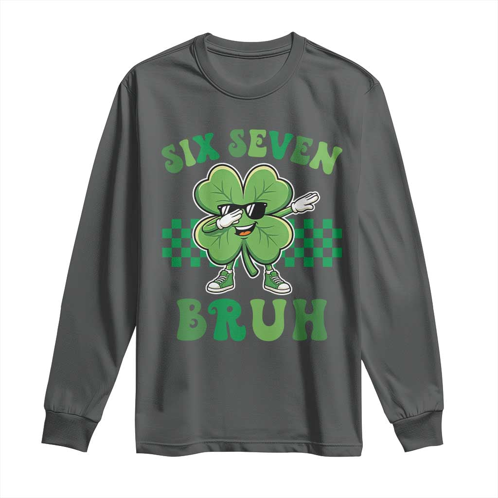 Funny 67 St Patricks Day Long Sleeve Shirt Six Seven Bruh Dabbing Shamrock