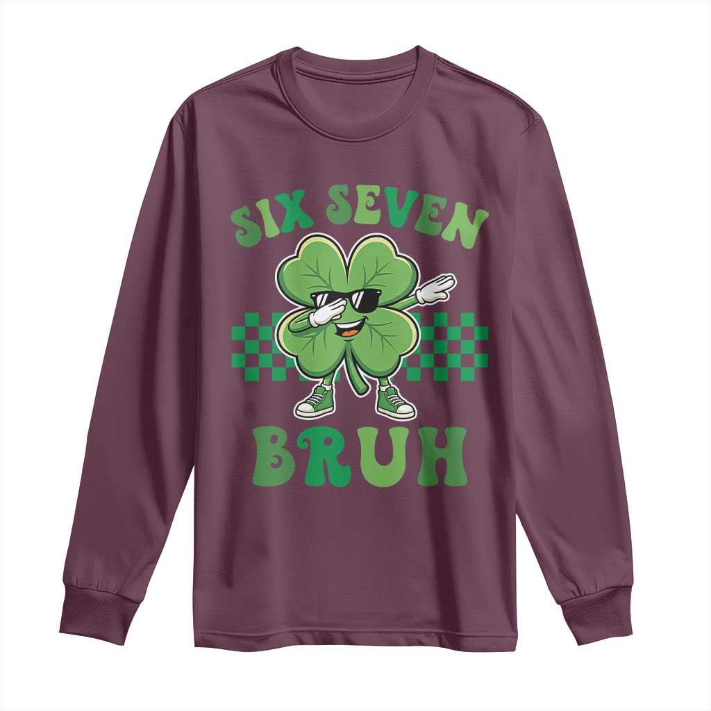 Funny 67 St Patricks Day Long Sleeve Shirt Six Seven Bruh Dabbing Shamrock