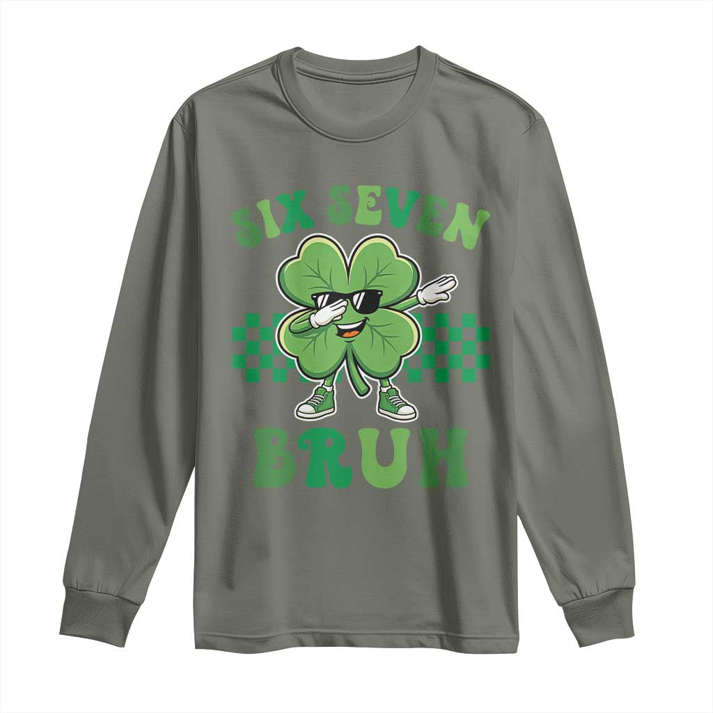 Funny 67 St Patricks Day Long Sleeve Shirt Six Seven Bruh Dabbing Shamrock