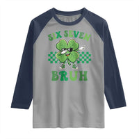 Funny 67 St Patricks Day Raglan Shirt Six Seven Bruh Dabbing Shamrock