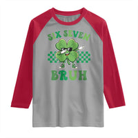 Funny 67 St Patricks Day Raglan Shirt Six Seven Bruh Dabbing Shamrock