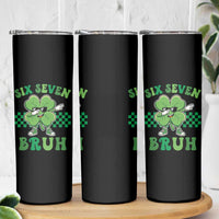 Funny 67 St Patricks Day Skinny Tumbler Six Seven Bruh Dabbing Shamrock