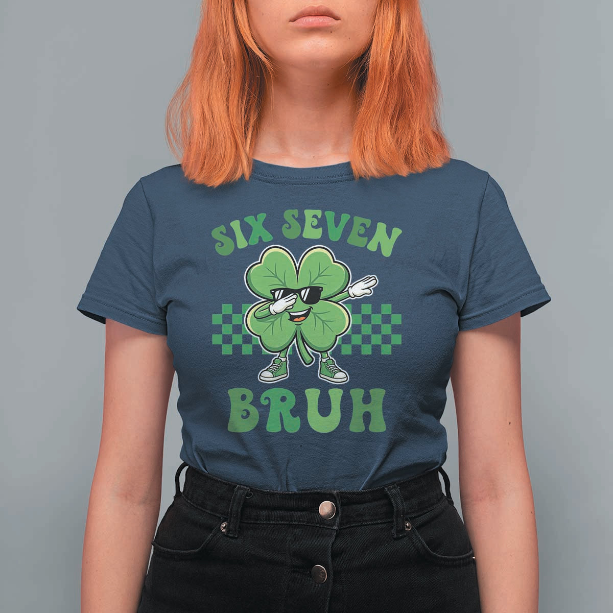 Funny 67 St Patricks Day T Shirt For Women Six Seven Bruh Dabbing Shamrock
