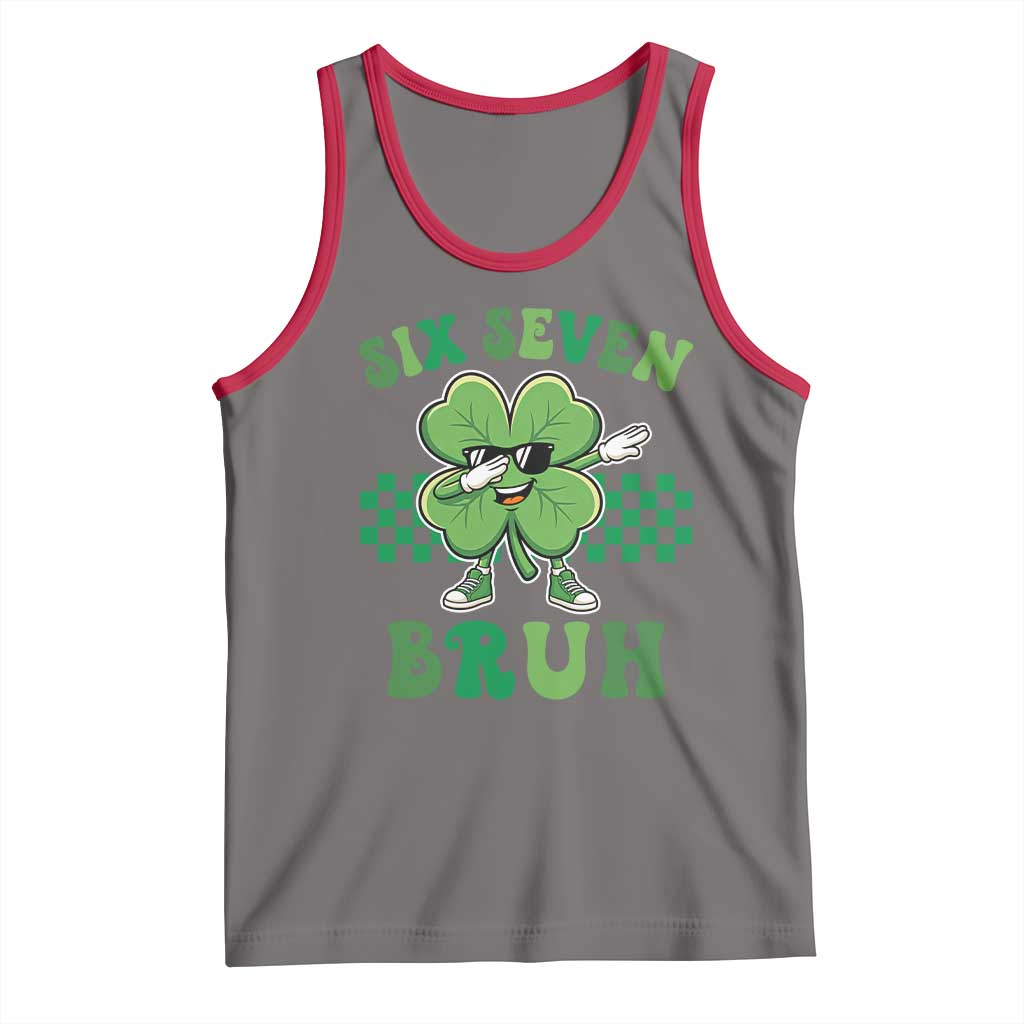 Funny 67 St Patricks Day Tank Top Six Seven Bruh Dabbing Shamrock