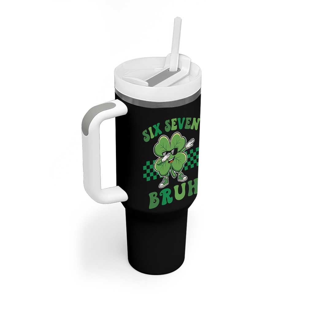 Funny 67 St Patricks Day Tumbler With Handle Six Seven Bruh Dabbing Shamrock