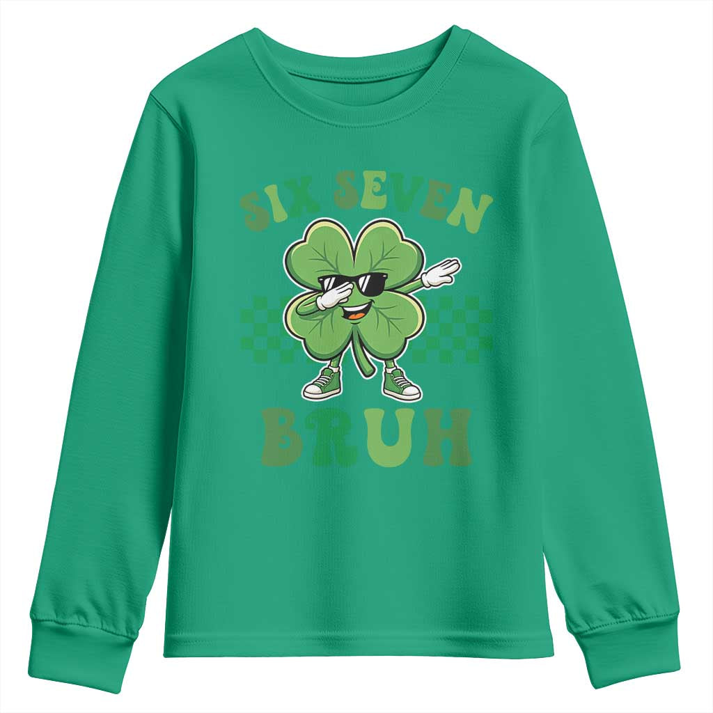 Funny 67 St Patricks Day Youth Sweatshirt Six Seven Bruh Dabbing Shamrock