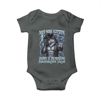 Not Now Kitten Daddy Is Increasing Shareholder Value Baby Onesie Funny Alpha Wolf Meme Unhinged Brainrot
