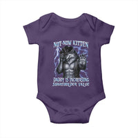 Not Now Kitten Daddy Is Increasing Shareholder Value Baby Onesie Funny Alpha Wolf Meme Unhinged Brainrot