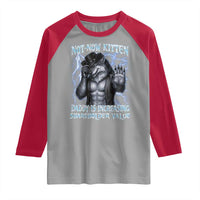 Not Now Kitten Daddy Is Increasing Shareholder Value Raglan Shirt Funny Alpha Wolf Meme Unhinged Brainrot