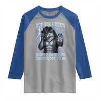 Not Now Kitten Daddy Is Increasing Shareholder Value Raglan Shirt Funny Alpha Wolf Meme Unhinged Brainrot