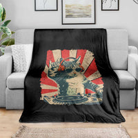 Funny DJ Cat with Headphones Retro Music Lover Throw Blanket