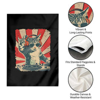 Funny DJ Cat with Headphones Retro Music Lover Garden Flag