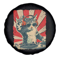 Funny DJ Cat with Headphones Retro Music Lover Spare Tire Cover