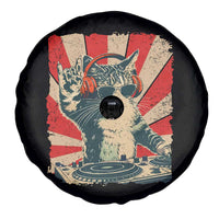 Funny DJ Cat with Headphones Retro Music Lover Spare Tire Cover