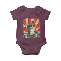 Funny DJ Cat with Headphones Retro Music Lover Baby Onesie