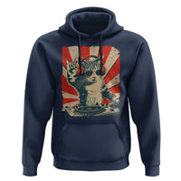 Funny DJ Cat with Headphones Retro Music Lover Hoodie