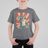 Funny DJ Cat with Headphones Retro Music Lover T Shirt For Kid