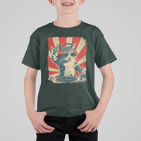 Funny DJ Cat with Headphones Retro Music Lover T Shirt For Kid
